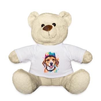 Beagle Snapback Cap Dog Funny Animal Design Print - Teddy Bear - white - Front