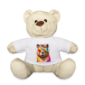 Lunettes de soleil Capybara Capy Colorful Animal Design Print - Nounours - blanc - Devant