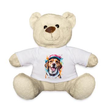 Beagle Snapback Cap Dog Funny Animal Design Print - Teddy Bear - white - Front