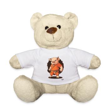 Orange Kung Fu Moine Cochon - Nounours - blanc - Devant