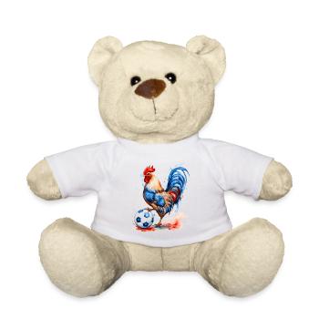 Coq Football Coloré France Animal Design Imprimer - Nounours - blanc - Devant