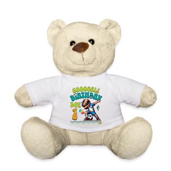 1st Birthday Football - Teddy Bear - white - Front