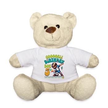 5th Birthday Football - Teddy Bear - white - Front