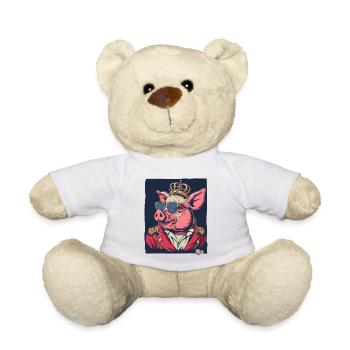 The Cool Pig King: King of the Pigs - Teddy Bear - white - Front