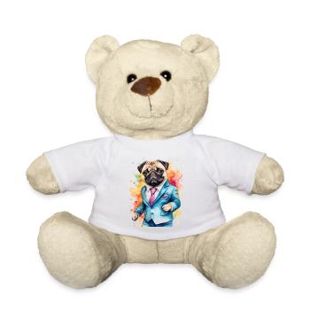 Carlin Costume Chien Coloré Drôle Animal Design Imprimer - Nounours - blanc - Devant