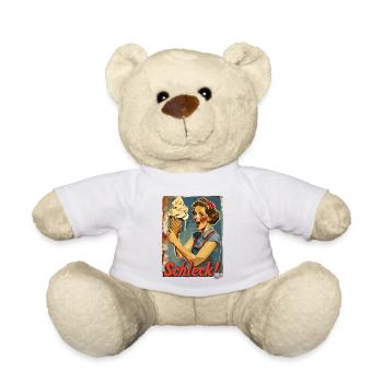 Chère dame avec une énorme glace gaufrée - Nounours - blanc - Devant