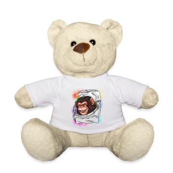 T-shirt Singe Astronaute - Drôle Souriant Espace - Nounours - blanc - Devant
