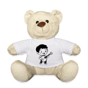 Cartoon Banjo Boy - Teddy Bear - white - Front