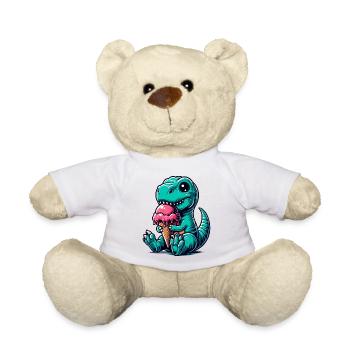 Cute T-Rex with Ice Dinosaur Gift - Teddy Bear - white - Front