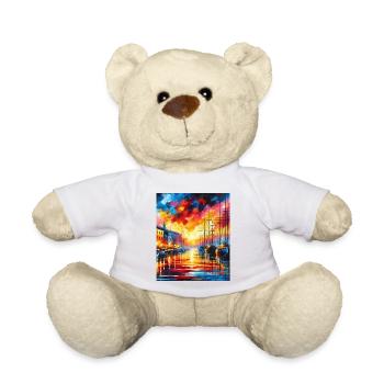 Lebendiger Hafensonnenuntergang mit Booten und Farben - Teddy - Weiß - Vorne