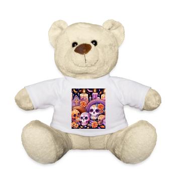 Festive Dia de los Muertos, Day Of The Dead - Teddy Bear - white - Front