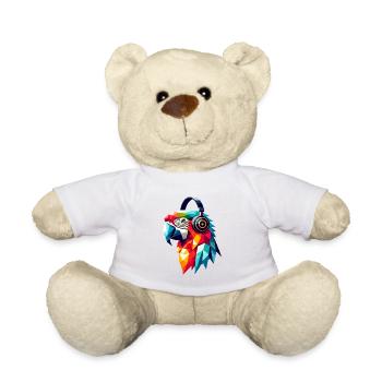 Polygon Parrot with Headphones Colorful Music Love - Teddy Bear - white - Front