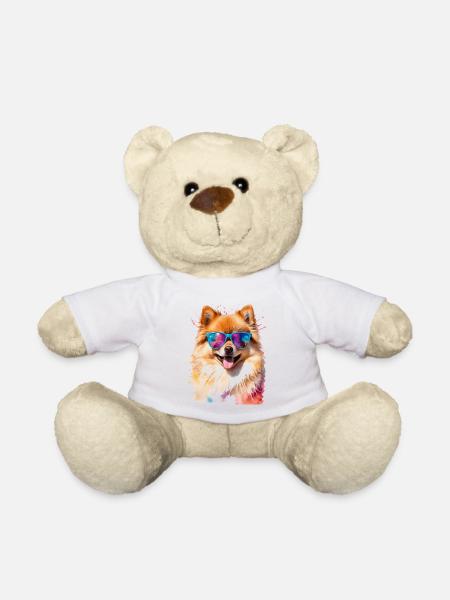 Pomeranian Pomeranian Sunglasses Dog Print - Teddy Bear - white