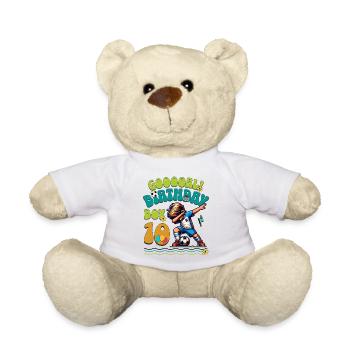 10th Birthday Football - Teddy Bear - white - Front