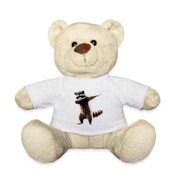 Funny Dabbing Raccoon Farmer Animal Lover Dab - Teddy Bear - white - Front