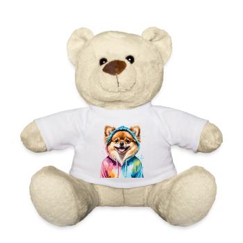 Loulou de Poméranie Sweat à capuche de Poméranie Imprimé chien - Nounours - blanc - Devant