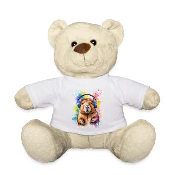 Capybara Kopfhörer Capy Bunt Tier Design Print - Teddy - Weiß - Vorne