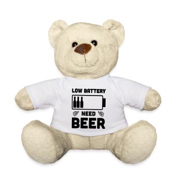 Batterie schwach. Ich brauche Bier, Bierparty - Teddy - Weiß - Vorne