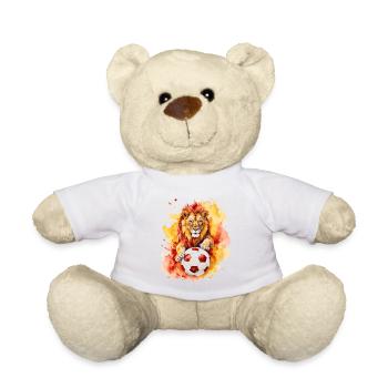 Lion Football Colorful Spain Animal Design Print - Teddy Bear - white - Front