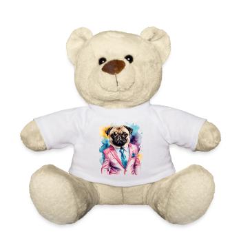 Carlin Costume Chien Coloré Drôle Animal Design Imprimer - Nounours - blanc - Devant