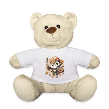 Play Controller Gaming Gamer Samurai Cat - Teddy - Weiß - Vorne