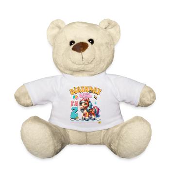 poney 2e anniversaire fille équitation - Nounours - blanc - Devant