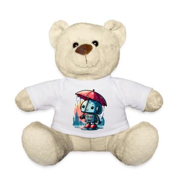 Pink Robot Rain Umbrella - Teddy Bear - white - Front