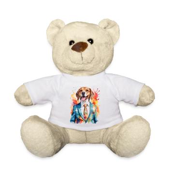 Beagle Anzug Hund Bunt Lustig Tier Design Print - Teddy - Weiß - Vorne