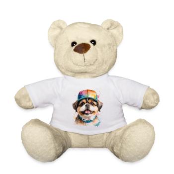 Shih Tzu Snapback Cap Chien Drôle Animal Print - Nounours - blanc - Devant