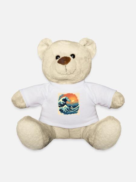 70er 80er Hawaiian Island Palm Beach - Great - Teddy - Weiß