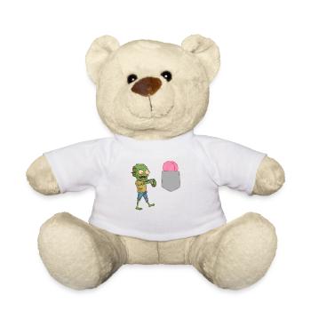 Zombie, der nach Gehirn in Ihrer falschen Tasche greift Spaß - Teddy - Weiß - Vorne