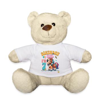 poney 7e anniversaire fille équitation - Nounours - blanc - Devant