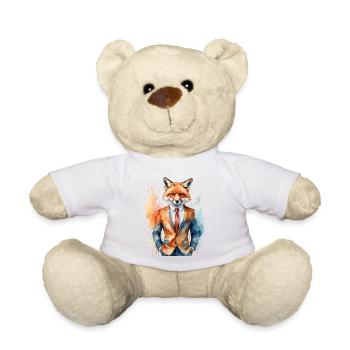 Fox Suit Colorful Animal Design Print - Teddy Bear - white - Front