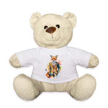 Fox Suit Colorful Animal Design Print - Teddy Bear - white - Front
