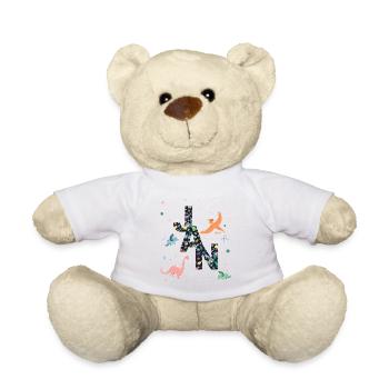 JAN - Schöner Jungen Name mit Dinosaurier - Teddy - Weiß - Vorne