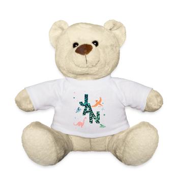 JAN - Schöner Jungen Name mit Dinosaurier - Teddy - Weiß - Vorne