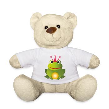 Prince grenouille - avec couronne rose et boule dorée - Nounours - blanc - Devant