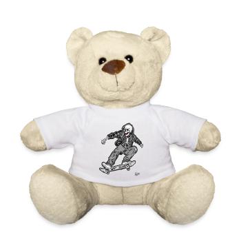 Dirty, nasty skateboarder with a skull - Teddy Bear - white - Front