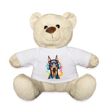 Doberman Casque Chien Funny Animal Design Imprimer - Nounours - blanc - Devant