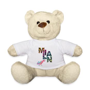 MILAN - Schöner Jungen Name mit Dinosaurier - Teddy - Weiß - Vorne