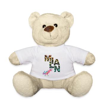 MILAN - Schöner Jungen Name mit Dinosaurier - Teddy - Weiß - Vorne