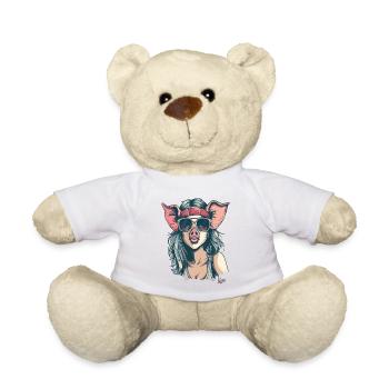 Fille hippie punk des années 80 en cochon mignon - Nounours - blanc - Devant