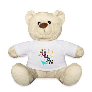 JULIAN - Beau prénom de garçon avec dinosaure - Nounours - blanc - Devant