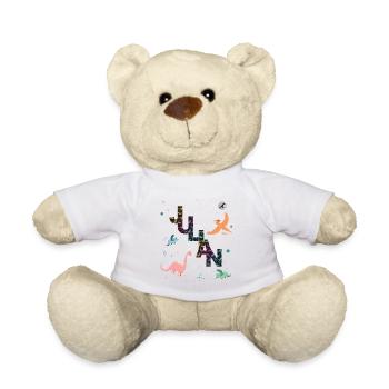 JULIAN - Beau prénom de garçon avec dinosaure - Nounours - blanc - Devant