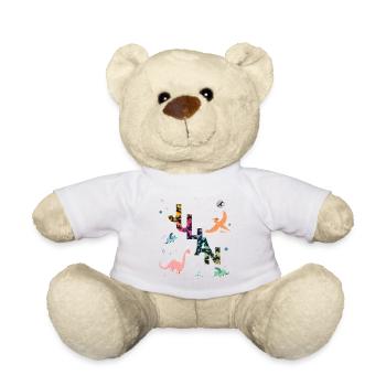JULIAN - Beau prénom de garçon avec dinosaure - Nounours - blanc - Devant