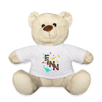 FINN - Schöner Jungen Name mit Dinosaurier - Teddy - Weiß - Vorne