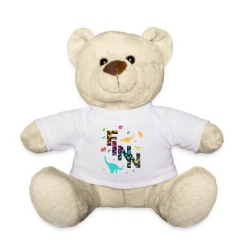 FINN - Schöner Jungen Name mit Dinosaurier - Teddy - Weiß - Vorne