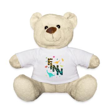 FINN - Schöner Jungen Name mit Dinosaurier - Teddy - Weiß - Vorne