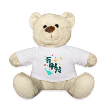 FINN - Schöner Jungen Name mit Dinosaurier - Teddy - Weiß - Vorne