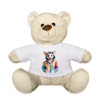 Sweat à capuche Opossum Imprimé de design d’animaux colorés - Nounours - blanc - Devant